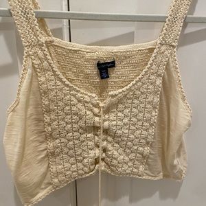 American Eagle crop top— rouge tie front